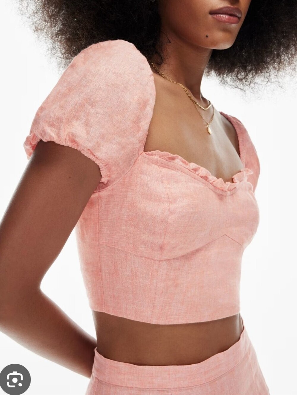 Aritzia Wilfred Wander Organic Linen Cropped Bustier Blouse Pink Size Medium